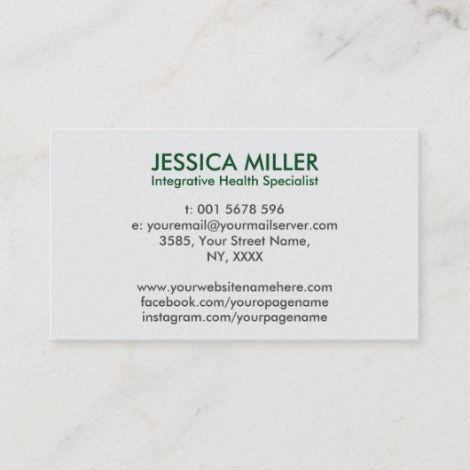 Tree of Life – 機能医学 名刺 (裏面)