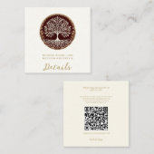 Tree of Life 素朴 Dark Red Celtic結婚. スクエア名刺 (正面/裏面)