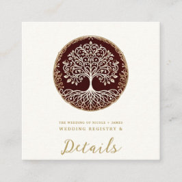Tree of Life 素朴 Dark Red Celtic結婚. スクエア名刺