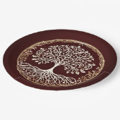 Tree of Life 素朴 Dark Red Celtic結婚. ペーパープレート (アングル)