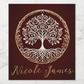 Tree of Life 素朴 Dark Red Celtic結婚. ワインラベル (シングルラベル)