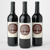 Tree of Life 素朴 Dark Red Celtic結婚. ワインラベル (ボトル)