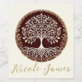 Tree of Life 素朴 Dark Red Celtic結婚. ワインラベル (シングルラベル)