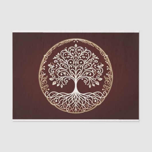 Tree of Life 素朴 Dark Red Celtic結婚. 薄葉紙 (正面)