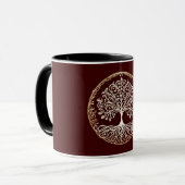 Tree of Life 素朴 Dark Red Celtic マグカップ (正面左)