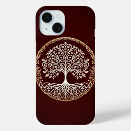 Tree of Life 素朴 Dark Red Celtic iPhone 15ケース