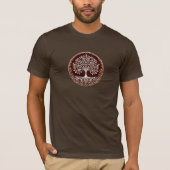 Tree of Life 素朴 Dark Red Celtic Tシャツ (正面)