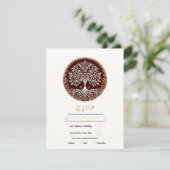 Tree of Life 素朴 Dark Red Celtic Wedding RSVP 招待状 (スタンド正面)