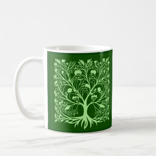 Tree of Life #3 Light and Dark Green コーヒーマグカップ (左)