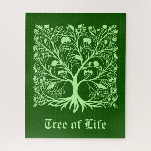 Tree of Life #3 Light and Dark Green ジグソーパズル (縦)