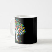 Tree Of Life Autism Awareness MonthおもしろいASDサポート コーヒーマグカップ (正面左)
