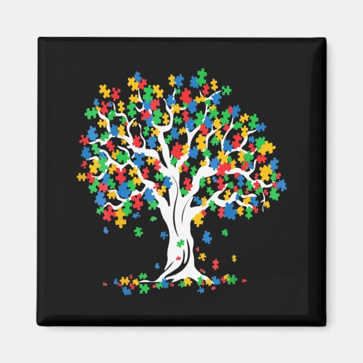 Tree Of Life Autism Awareness MonthおもしろいASDサポート マグネット (正面)