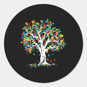 Tree Of Life Autism Awareness MonthおもしろいASDサポート ラウンドシール