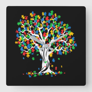 Tree Of Life Autism Awareness Month スクエア壁時計