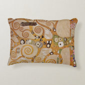 Tree of Life by Gustavクリムト,様式化されたアールヌーボー アクセントクッション (裏面)