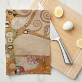 Tree of Life by Gustavクリムト，様式化されたアールヌーボー キッチンタオル (四つ折り)