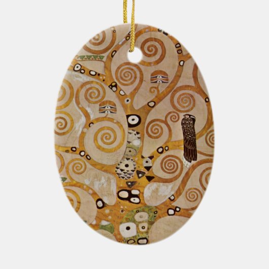 Tree of Life by Gustavクリムト，様式化されたアールヌーボー セラミックオーナメント (裏面)