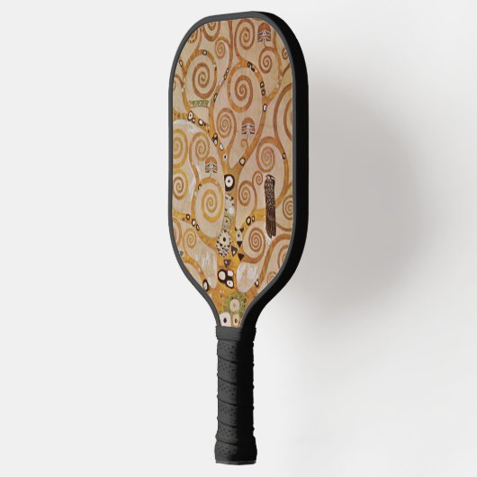 Tree of Life by Gustavクリムト,様式化されたアールヌーボー ピックルボールラケット (左)