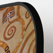 Tree of Life by Gustavクリムト,様式化されたアールヌーボー ピックルボールラケット (左詳細)