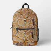 Tree of Life by Gustavクリムト，様式化されたアールヌーボー プリントバックパック (正面)