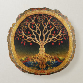 Tree of Life by kedokiフローラヴィンテージ刺繍T ラウンドクッション