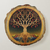 Tree of Life by kedokiフローラヴィンテージ刺繍T ラウンドクッション (裏面)
