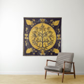 Tree of Life by kedoki black金ゴールド刺繍投げ タペストリー (インサイチュ)