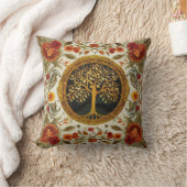 Tree of Life by kedoki Orange Green White クッション (ブランケット)