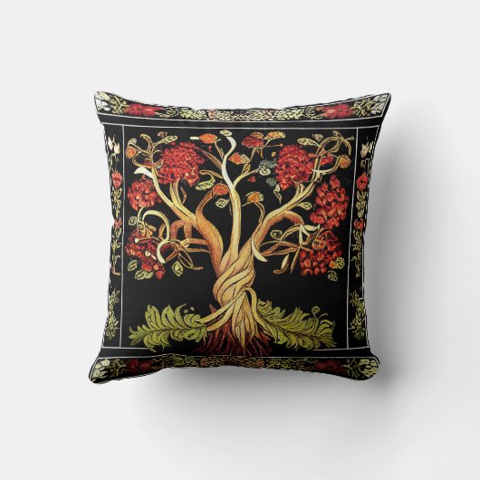 Tree of Life by kedoki Red Green Black刺繍 クッション (裏面)