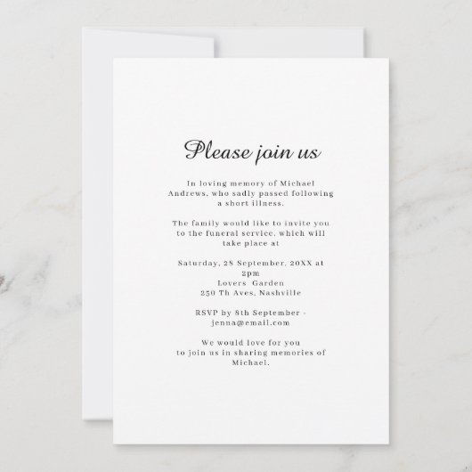 Tree of Life - Celebration of Life Funeral Photo  招待状 (裏面)