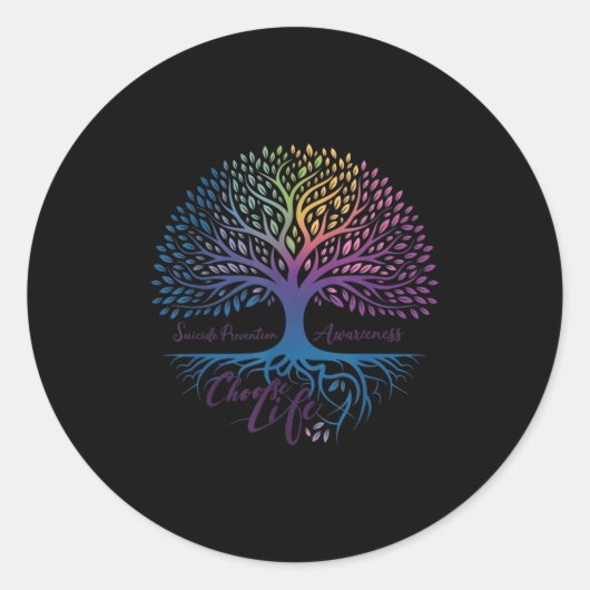 Tree Of Life Choose Life Suicide Prevention Awaren ラウンドシール (正面)