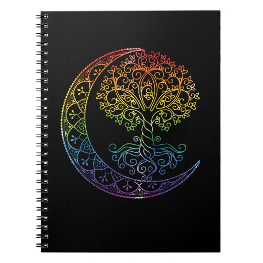 Tree of Life Cresent Moon Phases Mandala Yoga Gift ノートブック (正面)