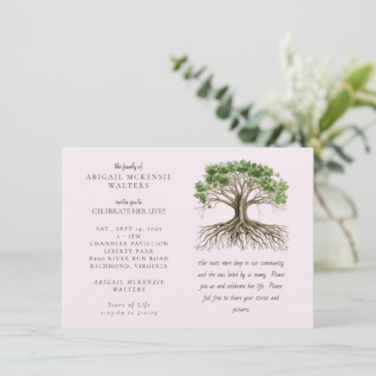 Tree of Life Deep Roots Pink Celebration of LIfe 招待状 (スタンド正面)