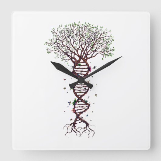 Tree of Life DNA Genetics Biology Environment スクエア壁時計 (正面)