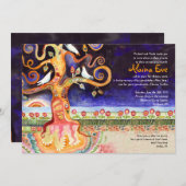 Tree of Life Dovesベビー名前付け招待状 招待状 (正面/裏面)