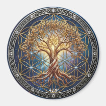 Tree of Life & Flower Magnet, Celtic Yggdrasil