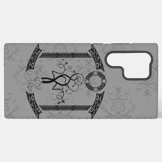 Tree of Life Gray Damascus Phone Case Samsung Galaxyケース (裏面横)
