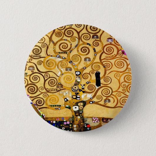 Tree of Life Gustav Klimt Nouveau 缶バッジ (正面)