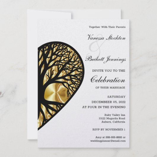 Tree of Life Heart Wedding Invitation 招待状 (正面)