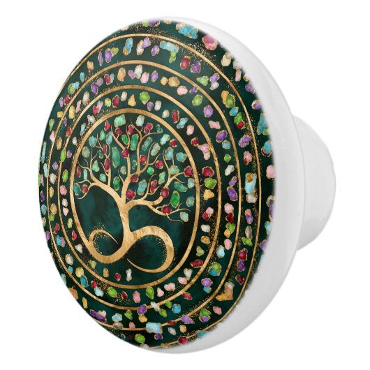 Tree of Life - Infinity Spiral - Colorful geodes セラミックノブ (右)
