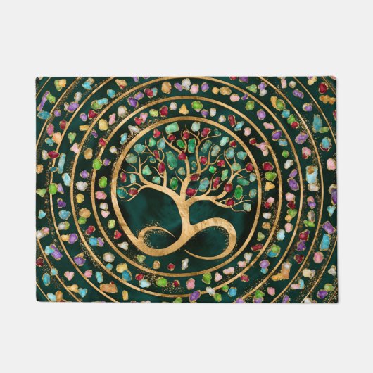 Tree of Life - Infinity Spiral - Colorful geodes ドアマット (正面)