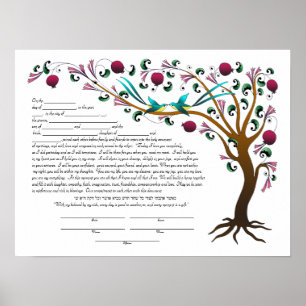 Tree of Life Ketubah & Vows in Jewel tones (R) ポスター