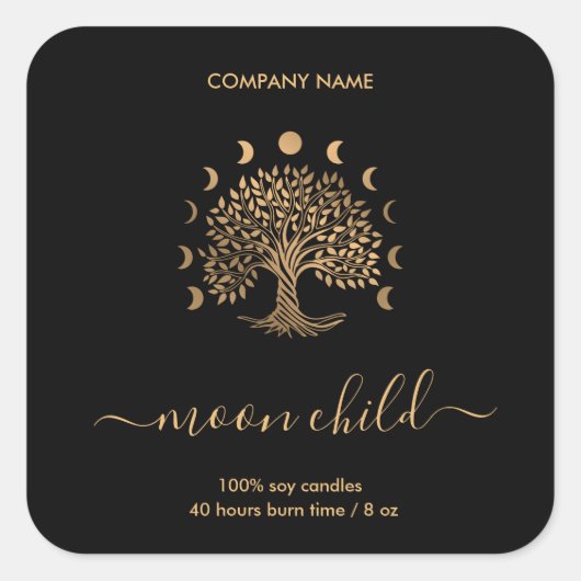 Tree of Life Moon Phases Squareステッカー スクエアシール (正面)
