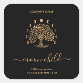 Tree of Life Moon Phases Squareステッカー スクエアシール