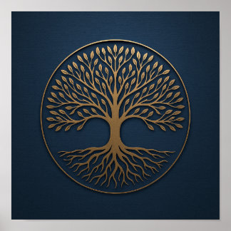Tree of Life Navy Bronzeポスター ポスター
