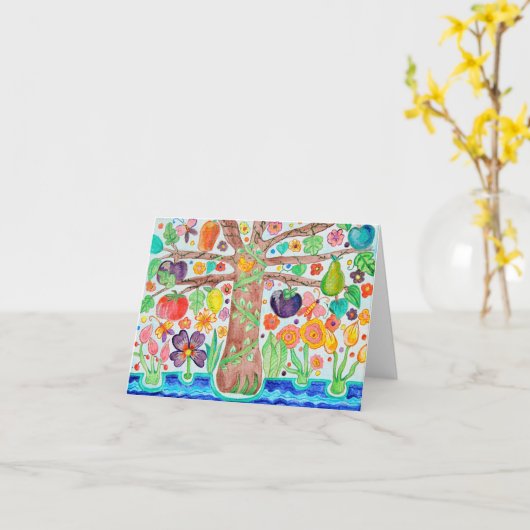 Tree of Life Noteカード(緑) カード (黄色い花)