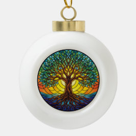 Tree of Life Ornament 2025, Stained-Glass Effect 1 セラミックボールオーナメント