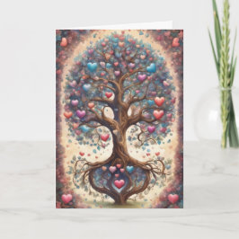 Tree of Life Pastel Hearts Valentine's Day カード