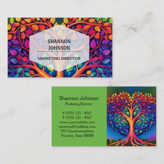 Tree of Life Rainbowハート&ラブ 名刺 (正面/裏面)