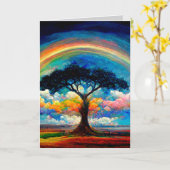 Tree of Life Rainbow Happiness Greeting/Note Card カード (黄色い花)
